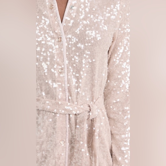 Le Superbe Inner Glow Nude Shine Shirt Dress Perfect Seqin Dress, MSRP $600 NWT - Picture 5 of 9